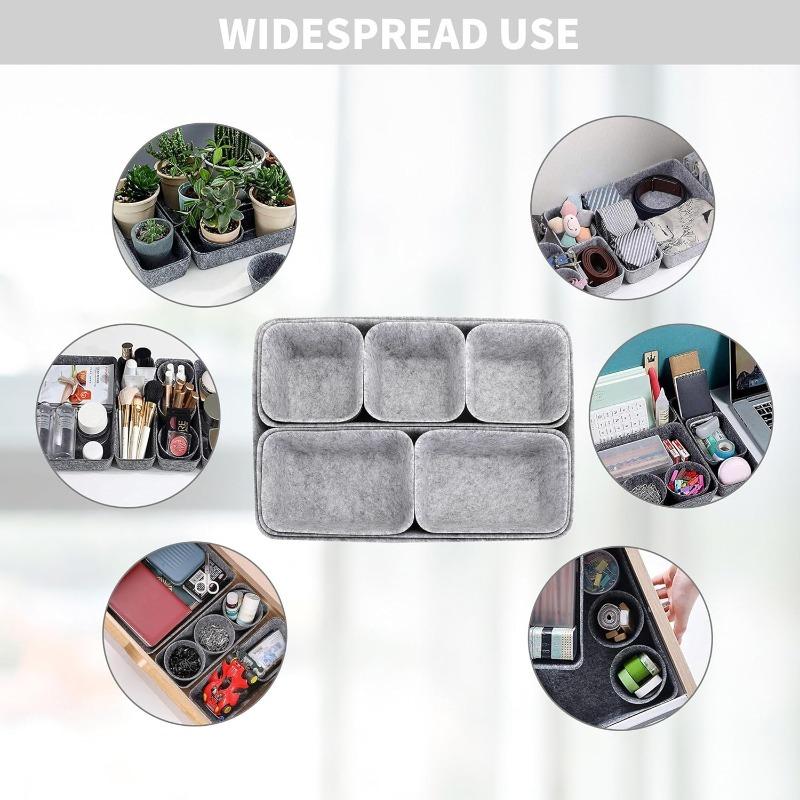 Felt Desktop 8 Piece Drawer Storage Box Set One Piece Molded Organizer Snack Container Organization System Kit