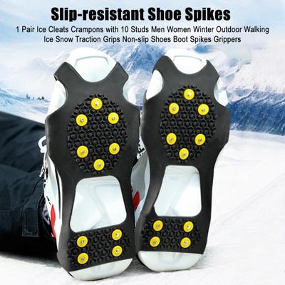 1 Paio di Ramponi da Ghiaccio con 10 Tacchetti Uomo Donna Invernali Outdoor Camminata Ghiaccio Neve Grip Trazione Antiscivolo Scarpe Stivali Punte Ramponcini