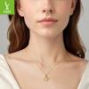 Starfish Pearl Pendant Necklace S925 Sterling Silver-Plated K Gold Summer Casual Wind Necklace Collarbone Chain