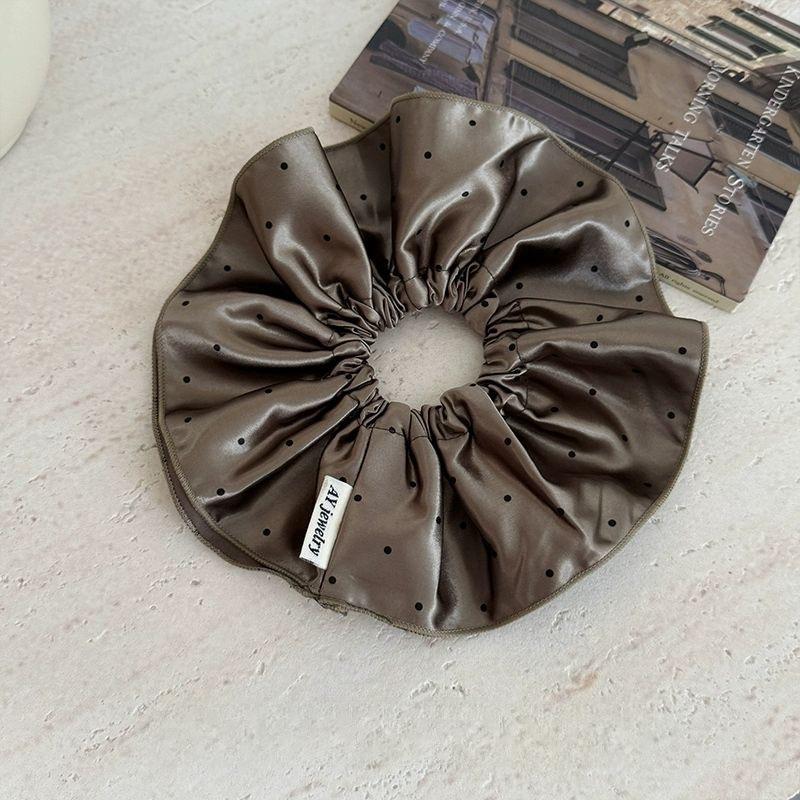 Korean Style Double-layered Polka Dot Scrunchie, Fashionable and Sophisticated Hair Tie, Simple and Versatile Square Scarf Hair Accessory for Women