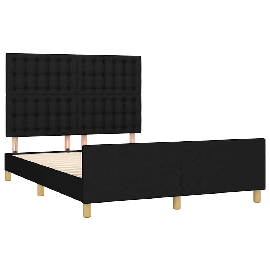 Bed Frame without Mattress Black 140 x 190 cm Fabric