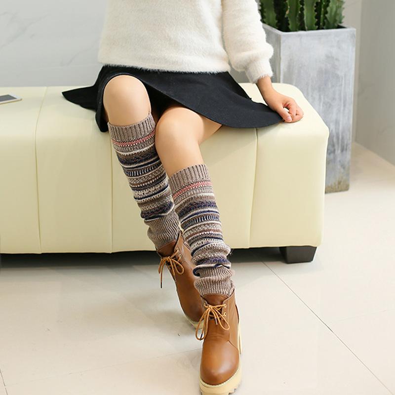 Mori Style Retro Colorful Striped Slouch Socks: Fashionable Korean Boot Covers & Leg Warmers