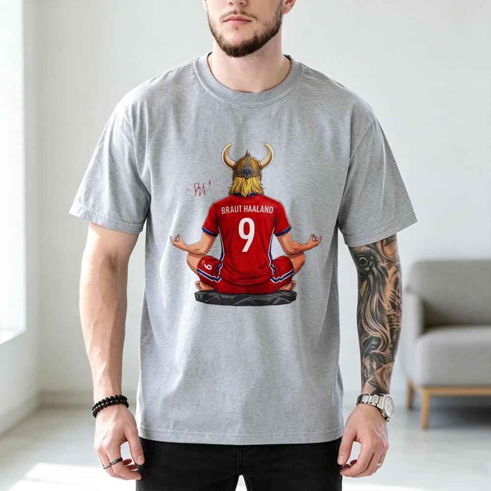 Vintage Retro Soccer Graphic Tee Short Sleeve Relaxed Fit Vikings Number 9 Lotus Pose Unisex T-Shirt Football Fan