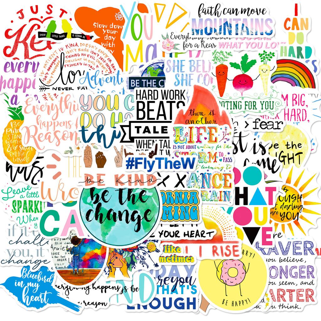 50 Inspirational Text-On-Video Cute Cartoon Inspirational Fairy Text Language Motto Diy Graffiti Stickers