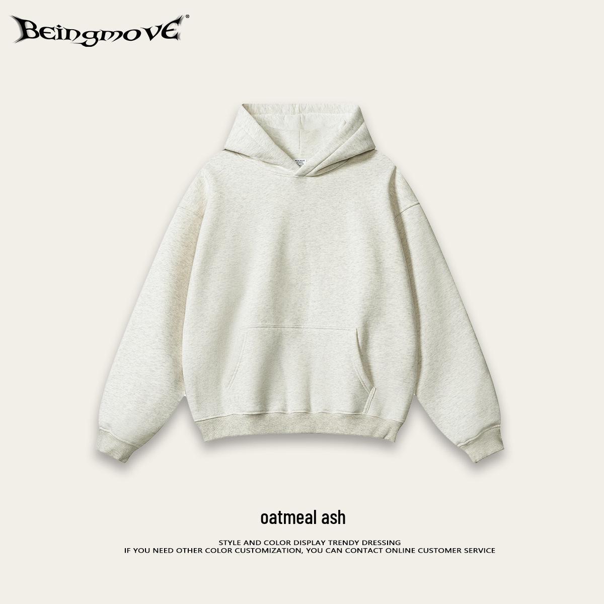 2025 Autumn/Winter Men s Plus Size Fleece-Lined Hooded Sweatshirt - American Trendy Brand, Loose Fit S