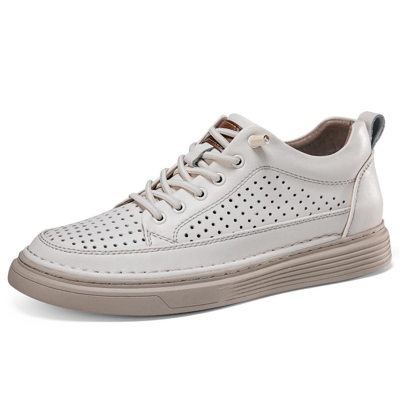 Fashion Luxury Brand Genuine Leather Men Breathable Board Shoes Comfy Casual Outdoor Walking Oxford Shoes New Flat Designer Lace-Up Shoe