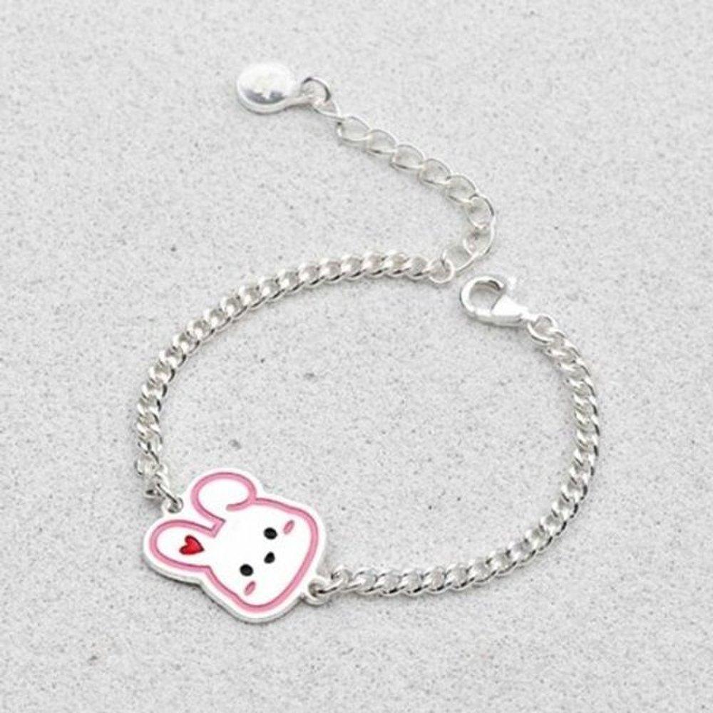 [As Little] Baby Silver Bracelet Silver 925 Pink Rabbit Pendant Toddler Kids