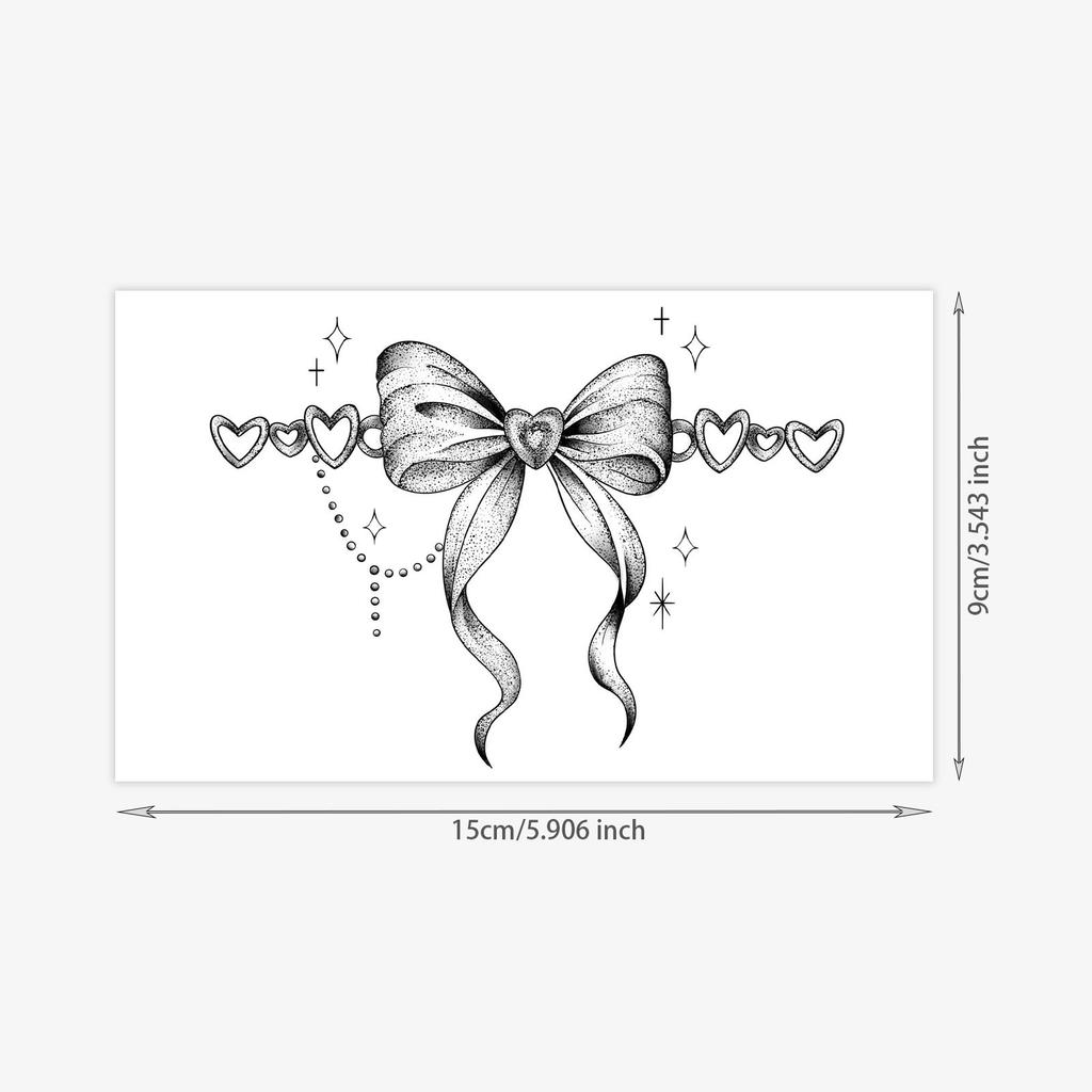 Liebes-Ketten-Schleifen-Tattoo-Aufkleber, Wasserdicht und Langlebig, Süßer und Cooler Stil, Oberschenkel-Tattoo für Mädchen.
