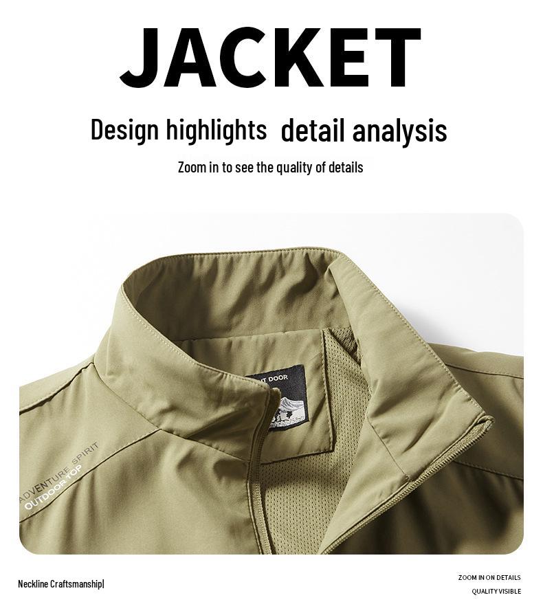 Men's Slim Fit Spring/Autumn Soft Shell Stand Collar Windbreaker Jacket