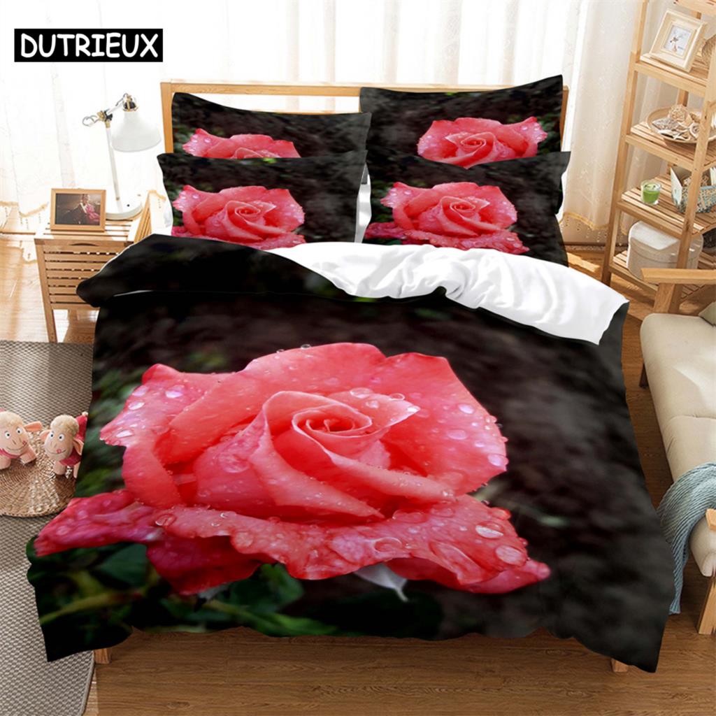 

Flowers Fashion Bedding Set 2/3pcs 3D Digital Printing Duvet Cover Sets 1 Quilt Cover + 1/2 Pillowcases US/EU/AU Size (135x200cm)&set