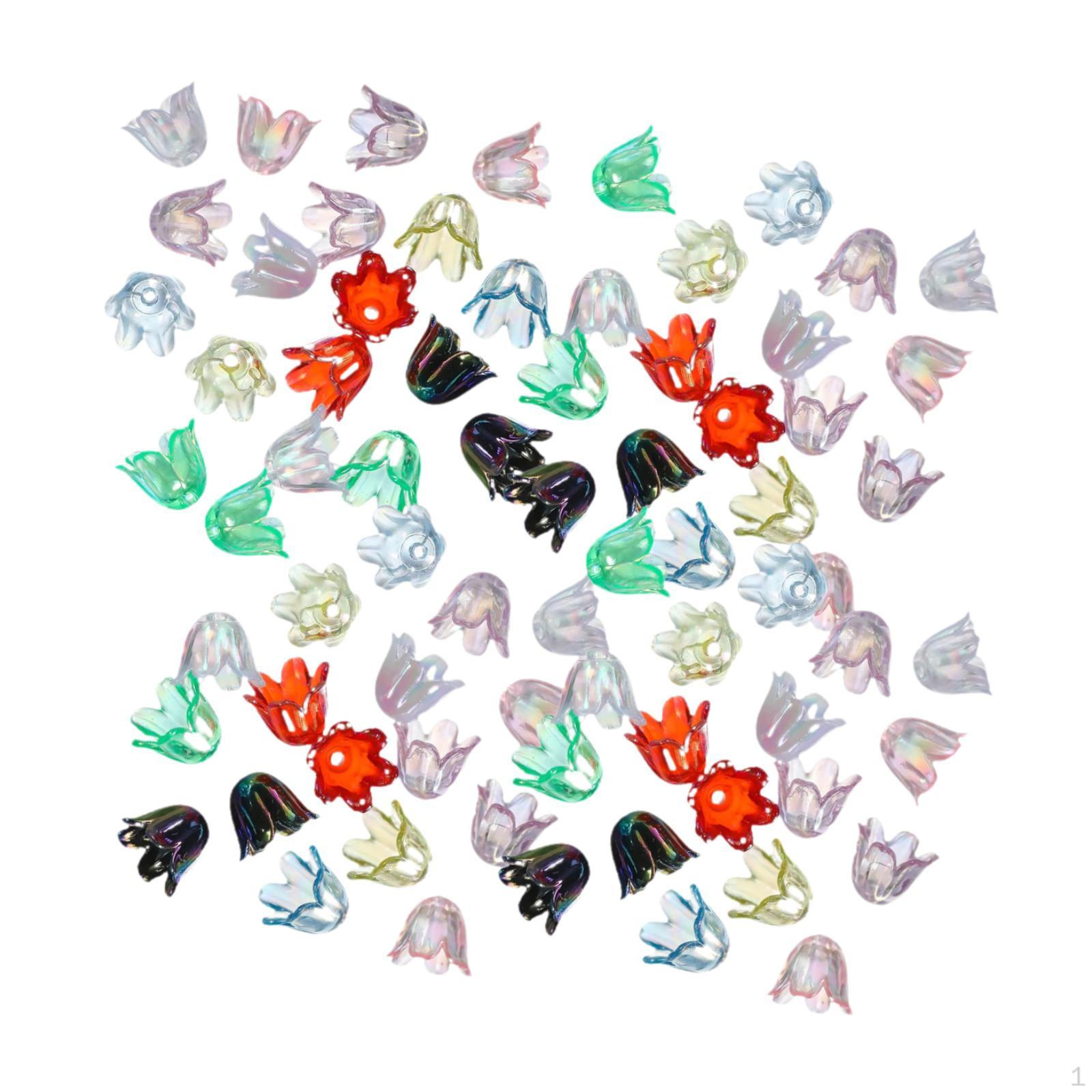 

100 Flower Beads for Jewelry Making, Crafts, Charms, Earrings, Floral Colorful