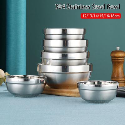 1Pcs 304 Stainless Steel Stainless Steel Bowl Children's Canteen Double Layer Soup Rice Bowl Anti Scalding 12/13/14/15/16/18cm