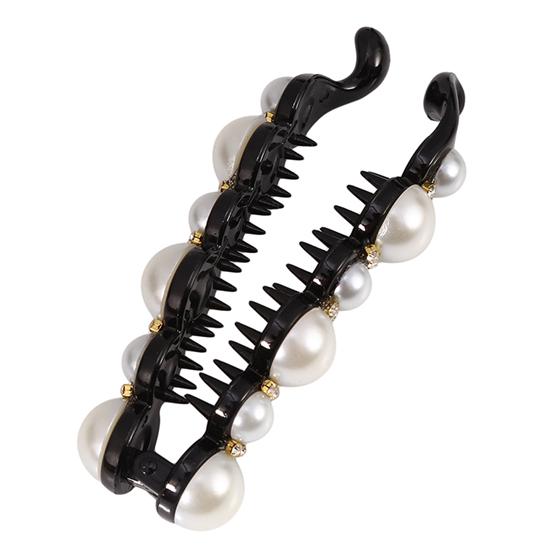 Women Pearls Hairpins Banana Clips Hair Claws Vertical Kids Plastic 10 * 3cm Hair Clips