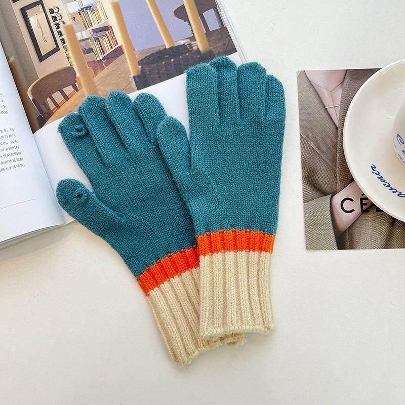 Nowe rękawiczki Dong Dong damskie Korea Południowa kolor dzianiny wełniane ciepłe jesienne i zimowe miłośnicy wskazują ekran dotykowy na zimno