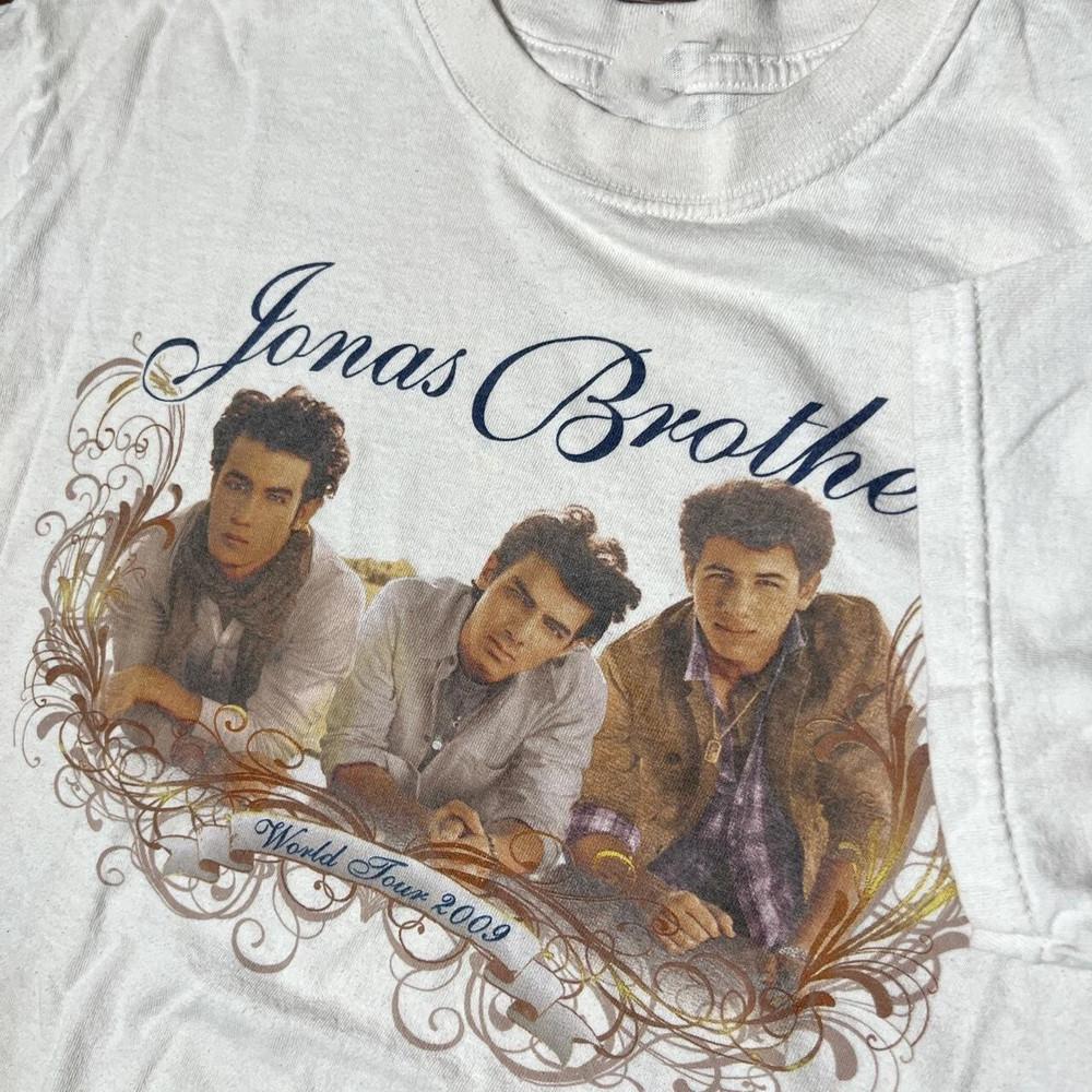 2009 Jonas Brothers Мировой Тур Футболка Классическая Белая Унисекс Мужская Перепечатанная Унисекс Футболка XXL