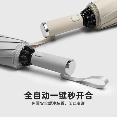 New 10-bone Automatic Vinyl Double-layer Reverse Umbrella Weather and Rain Dual-purpose Color Scheme Handle Three Folds
