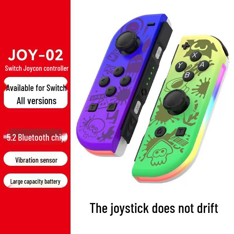 Colorful RGB Switch Joy-Con Left & Right Controllers with Wake-Up, Bluetooth 5.2, Vibration, and Motion Control.