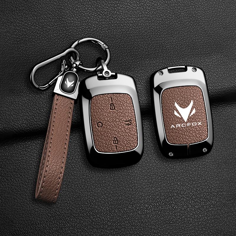 Zinc Alloy Leather Car Smart Remote Key Cover Key Shell, Arcfox T1 Keychain, Car Keychain, Key Cover, Car Accessories