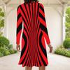 Women Plus Size Round Neck Long Sleeve Black Beige Leopard Printed A Line Dress