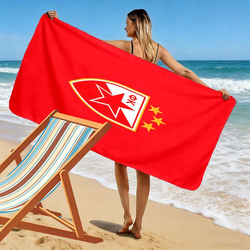 Crvena Zvezda logo Print Beach Towel, Large Soft Quick Dry Towel for Beach Camping Swimming