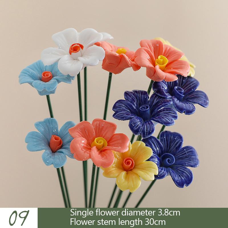 5X Artificial Flower Ceramic Handmade Fake Flower Creative Art Floral Home Decor Party Wedding Garden Decor Valentine's Day Prop