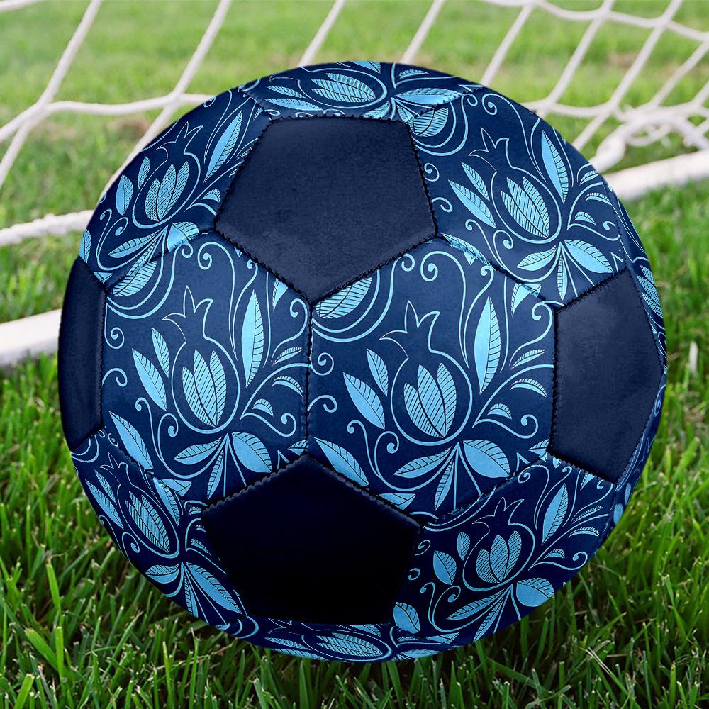 1PC Blue Floral Soccer Ball Size 5 Football Machine Sewn Indoor/Outdoor Universal Football Gift W63 Size 5