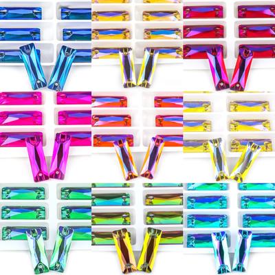 Weiche Glas Hand Naht Stein Hand Naht Bohrer Flacher Boden Doppel Loch Langer Streifen Ab Flache Schnalle Ab Farbe Speziell Geformter Bohrer Diy/Doppel Loch Schatz