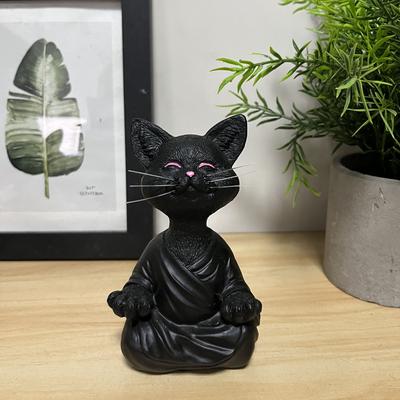 Cat Meditation Animal Meditation Cat Resin Statue Zazen Cat Decoration Crafts Ornament Sculpture Creative Home