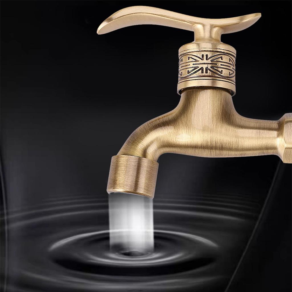Brass Cold Water Tap for Bathroom, Antique   Wall Mount Laundry Faucet with G1/2 Thrd, Sy Install with Accessories, Grt for Home Washing NaM