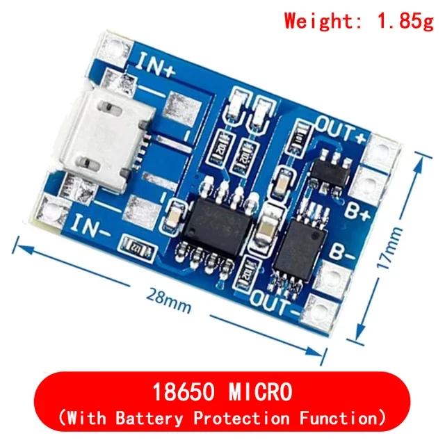 1pcs TP4056 5V 1A Type-c USB 18650 Lithium Battery Charging Board Charger Module with Protection Dual Functions