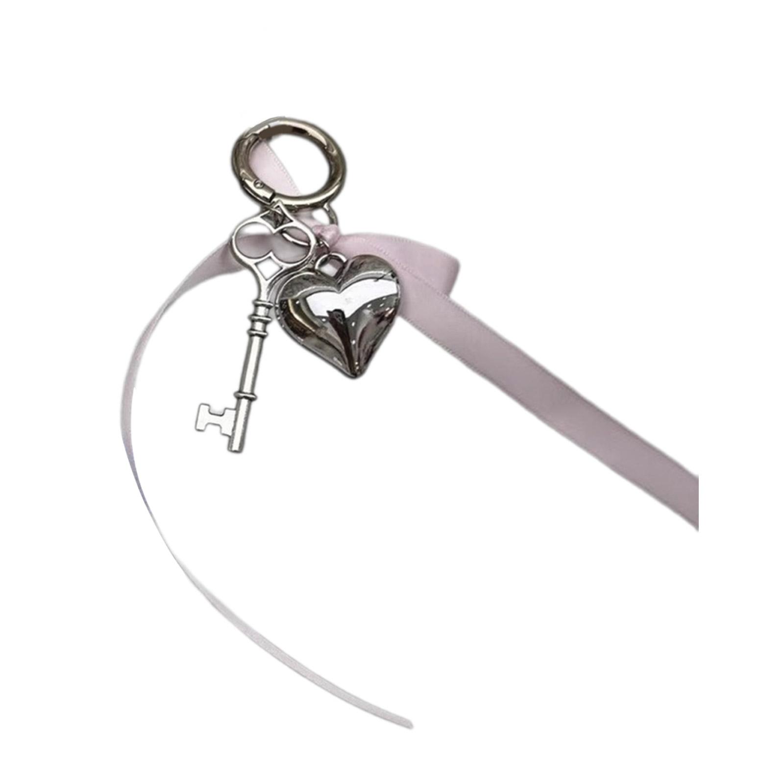 

Милый бантик Металлическое сердце Подвеска-ключ Милый брелок Подвесные украшения Брелок Шарм для кошелька Сумки Рюкзака Сумки розовый