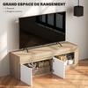 Meuble TV - HOMCOM - 2 portes à fermeture douce et compartiment ouvert - panneau de particules - 140x40x48cm - effet bois naturel