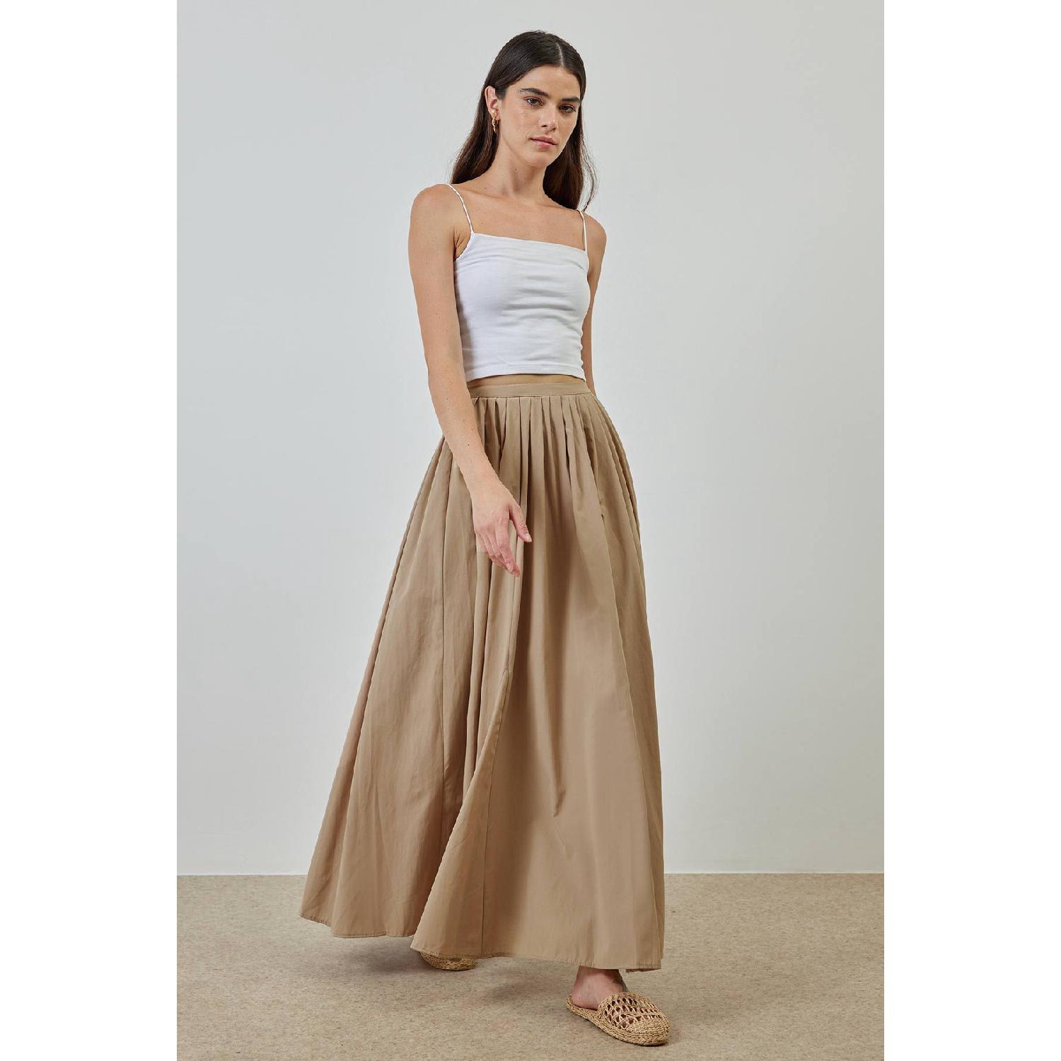 

A-line Pleated Mink Poplin Skirt 36