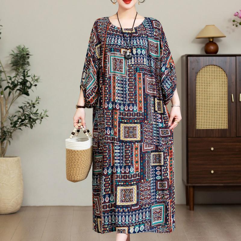 

Элегантные платья больших размеров для женщин, повседневное летнее длинное платье больших размеров, свободная винтажная одежда 4XL