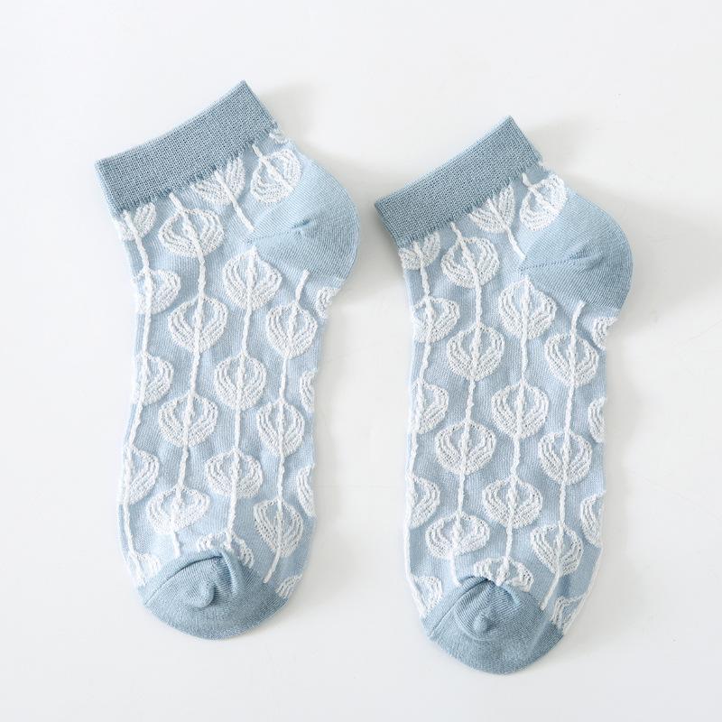 

5/10 пар Удобные Повседневные и Универсальные Весенне-Летние Голубые Носки Женские Милые Низкие Носки-Следки с Открытым Носком Женские Носки в Студенческом Стиле 5 Pairs