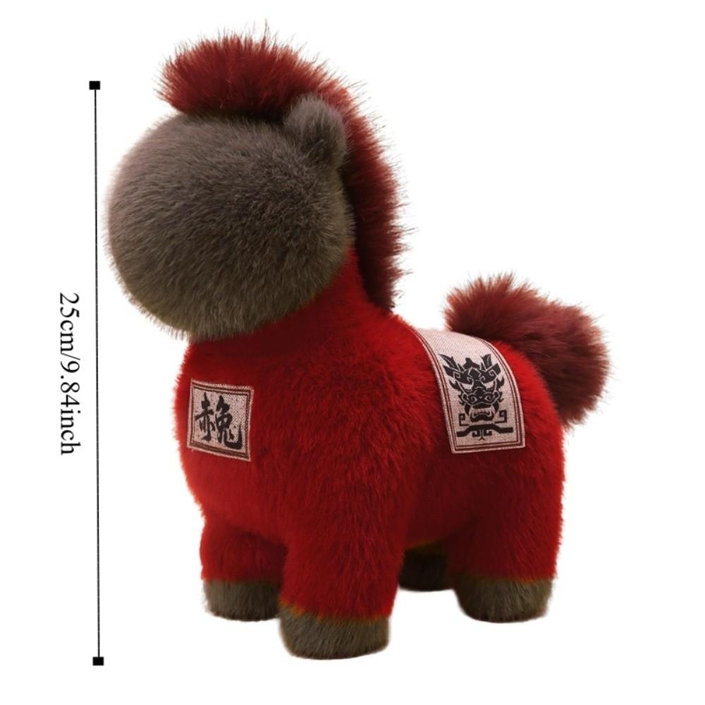 Soft Plush Horse Doll Fluffy Stuffed Animal Toys Good Luck Zodiac Pony Figurine  New Year Day