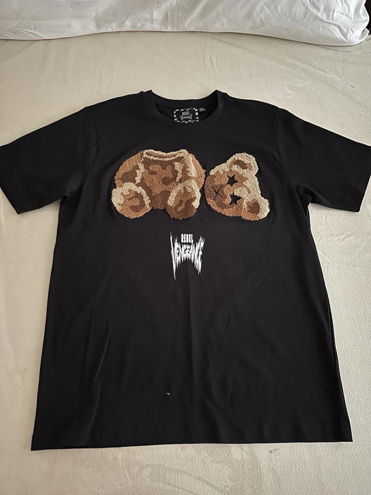 

Коричневый плюшевый мишка на черном 100% хлопковая футболка Мужские футболки Топ XL