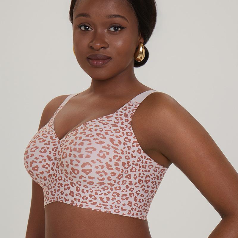 Women S Plus Size Leopard Print Thin Seamless No Wire Bra
