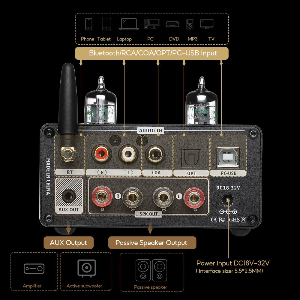 AIYIMA Audio T9 Pro Stereo Vacuum Tube Amplifier Bluetooth 5.1 QCC3040 Aptx USB DAC COAX OPT HiFi Home Digital Amp VU Meter 100w