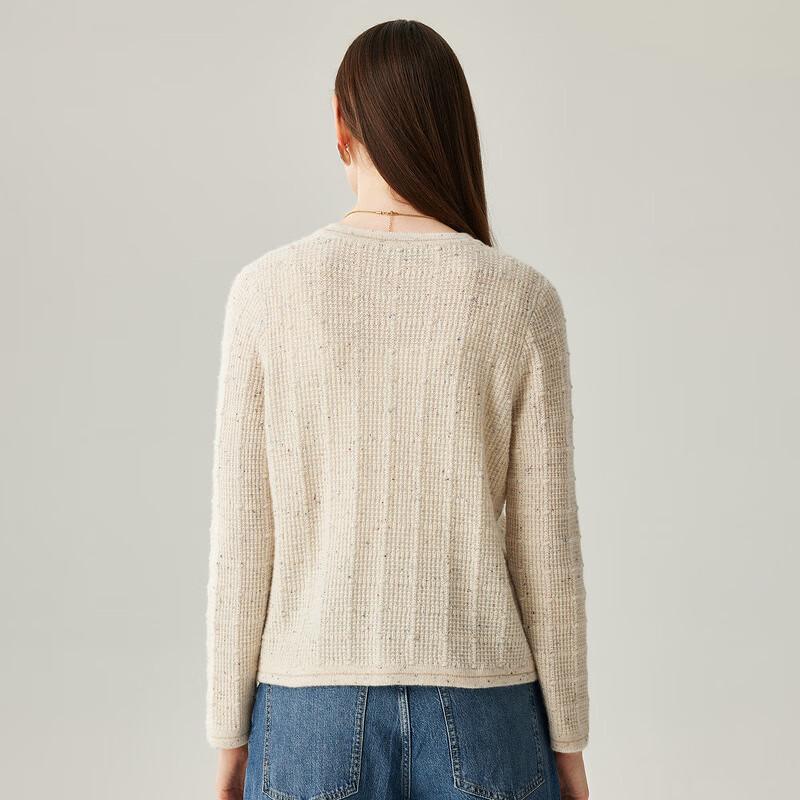 Zhaojun Women's 100% Cashmere Thickened Round Neck Cardigan