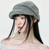 New vintage distressed denim newsboy cap for women, retro Korean and Japanese style artist cap, street fashion duckbill cap for summer