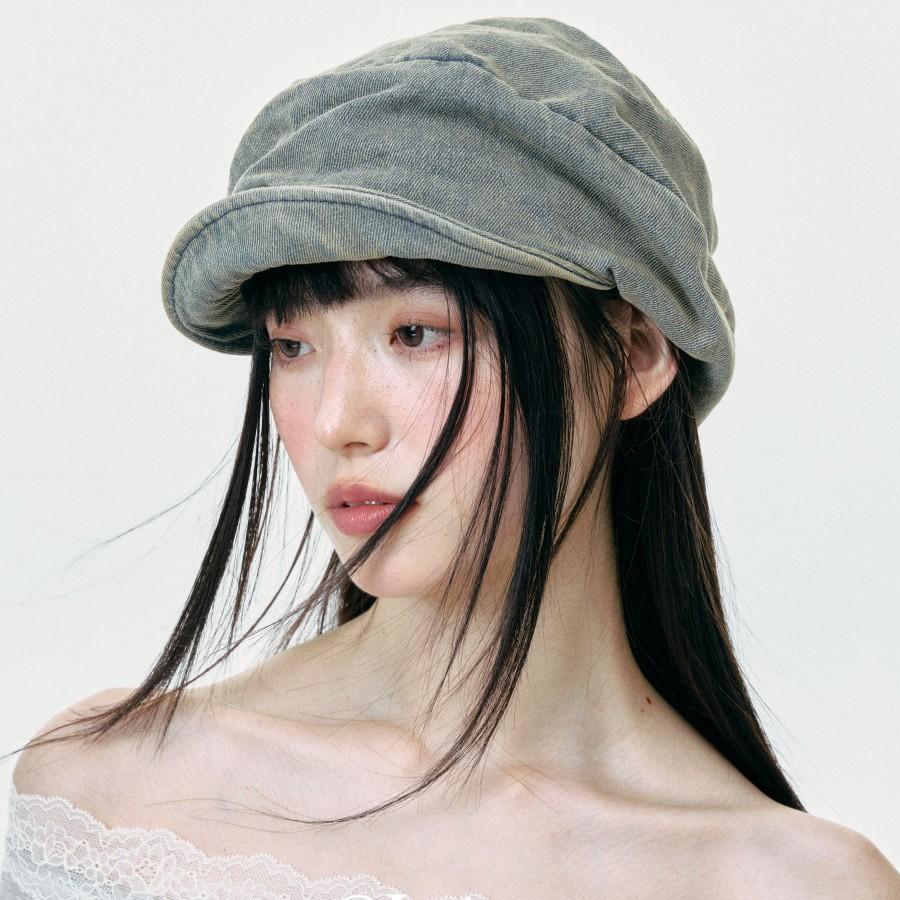 New vintage distressed denim newsboy cap for women, retro Korean and Japanese style artist cap, street fashion duckbill cap for summer