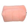Women Makeup Storage Bag Large Capacity Soft Plush Zipper Closure Checkered Cosmetic Bag 
