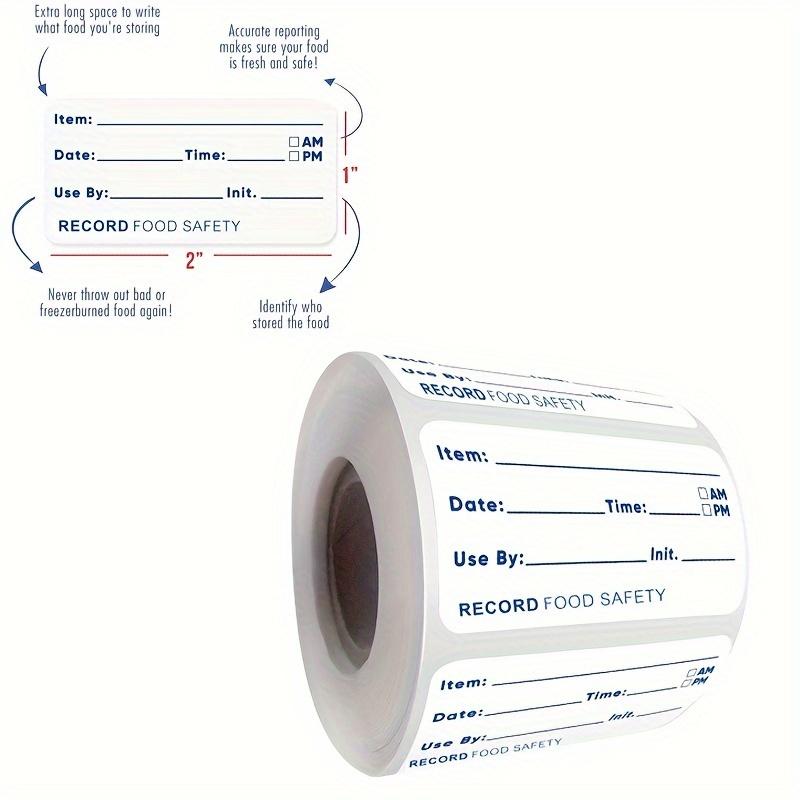 500pcs Food Safety Date Labels Record Keeping Stickers with Pre-Printed Item, Date, Time Fields, English Letter and Number Pattern For Kitchen