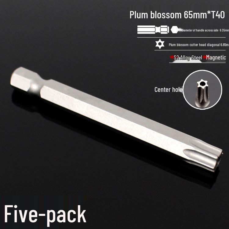 Plum Blossom S2 Magnetic Hex Screwdriver Set - 6.35mm Pneumatic Drill Bit Set