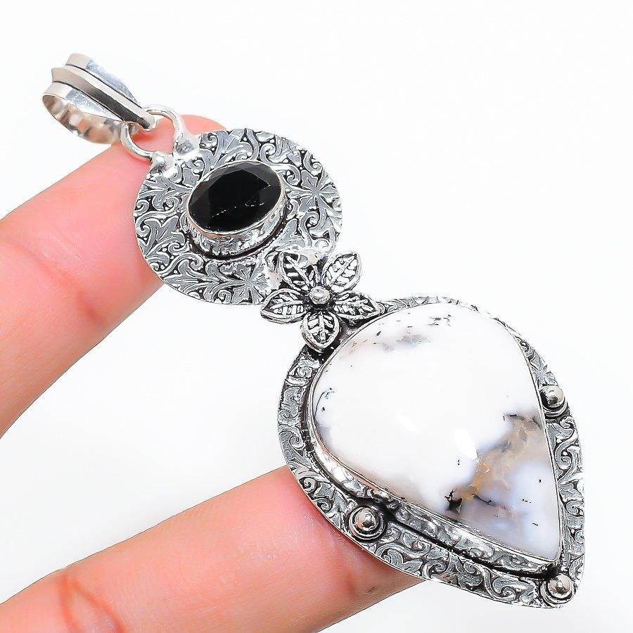 

Dendrite Opal, Spinel Gemstone Handmade Jewelry Pendant 3.19 SR-5113