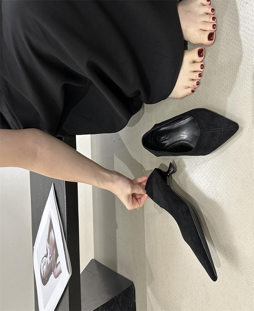 Spot~ OL Professional Versatile Basic Women's Shoes 2025 Spring New Pointed Cat Heel Single Shoes Women