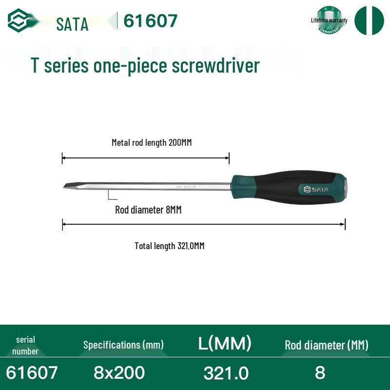 SATA High Hardness Magnetic Flat Head Screwdriver - Hammerable Industrial Tool
