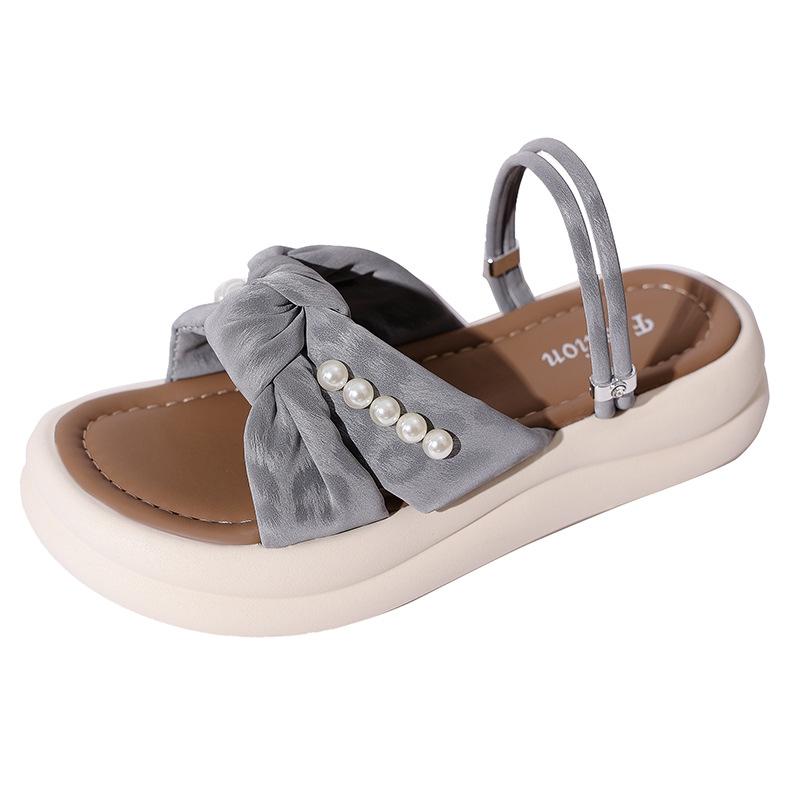 Fairy style slippers female summer wear thick-bottomed foreign style beautiful not tired foot muffin slippers 2025 new thick-bottomed sandals