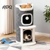 Katzenkratzbaum Turm Kletterspiel Sisalmatte für Höhlen Mehrstöckige Tonne mit Mehrkatzenfamilie Soziale Katzen